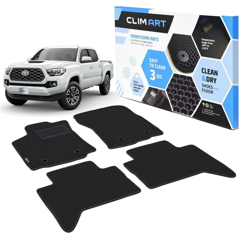 CLIM ART WaterTrap Custom Fit Floor Mats for Toyota Tacoma 2018-2023 Double  Cab, 1&2 Row, Car Mats Floor Liner, All-Weather, Car Accessories Man &