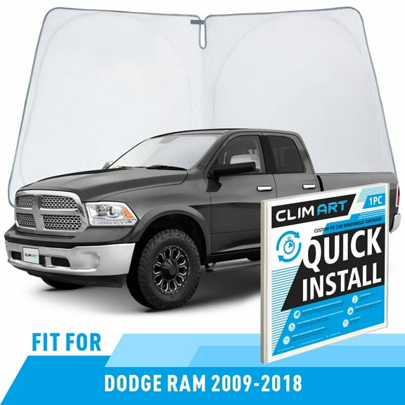 CLIM ART Windshield Sun Shade for Dodge Ram 1500 2009-2018, Custom-Fit Foldable Car Sunshade, Vehicle Sun Protector, Front Auto Windshield Cover, Car accessories - WS4001