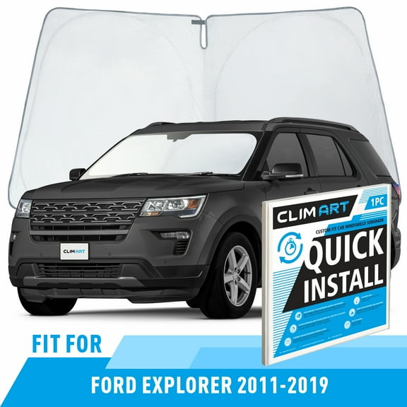 CLIM ART Windshield Sun Shade for Ford Explorer 2011-2019, Custom-Fit Foldable Car Sunshade, Vehicle Sun Protector, Front Auto Windshield Cover, Car accessories - WS5004