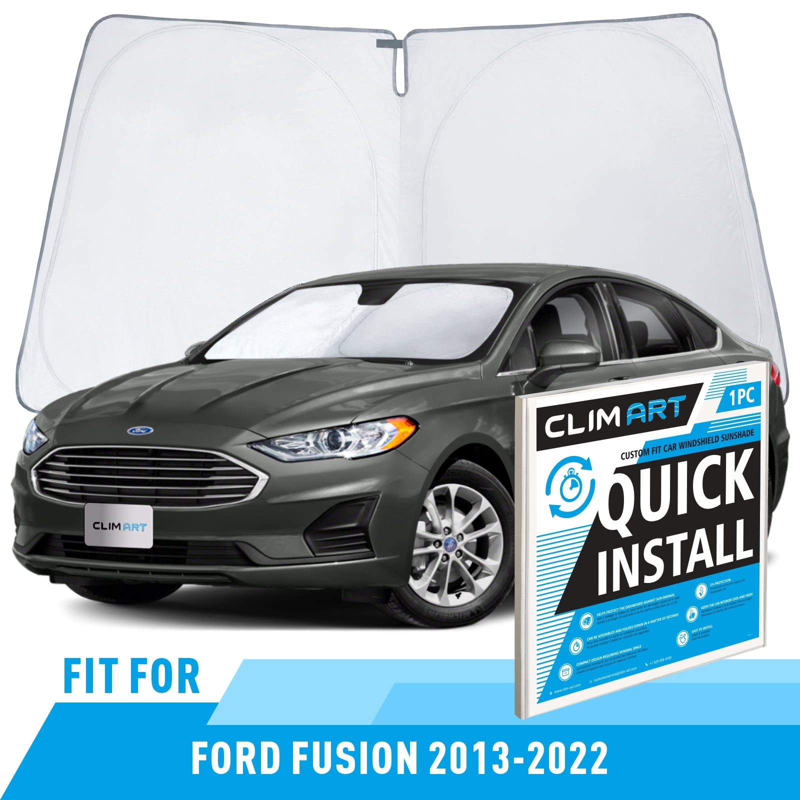CLIM ART Windshield Sun Shade for Ford Fusion 20132022 CustomFit