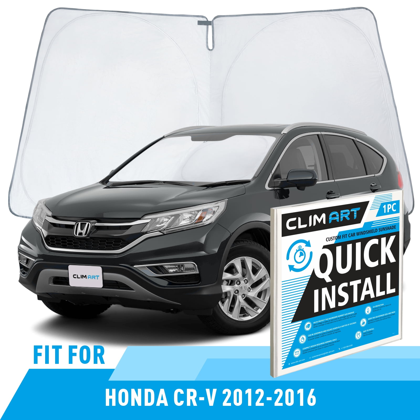 CLIM ART Windshield Sun Shade for Honda CRV (CRV) 20122016, CustomFit Foldable Car Sun Shade