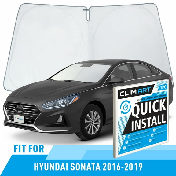 CLIM ART Windshield Sun Shade for Hyundai Sonata 2016-2019, Custom-Fit Foldable Car Sunshade, Vehicle Sun Protector, Front Auto Windshield Cover, Car accessories - WS6003