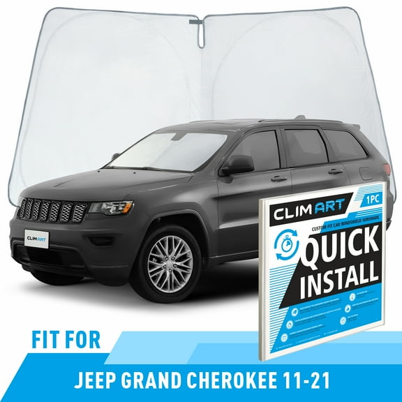 CLIM ART Windshield Sun Shade for Jeep Grand Cherokee 2011-2021, Custom-Fit Foldable Car Sunshade, Vehicle Sun Protector, Front Auto Windshield Cover, Car accessories - WS3014