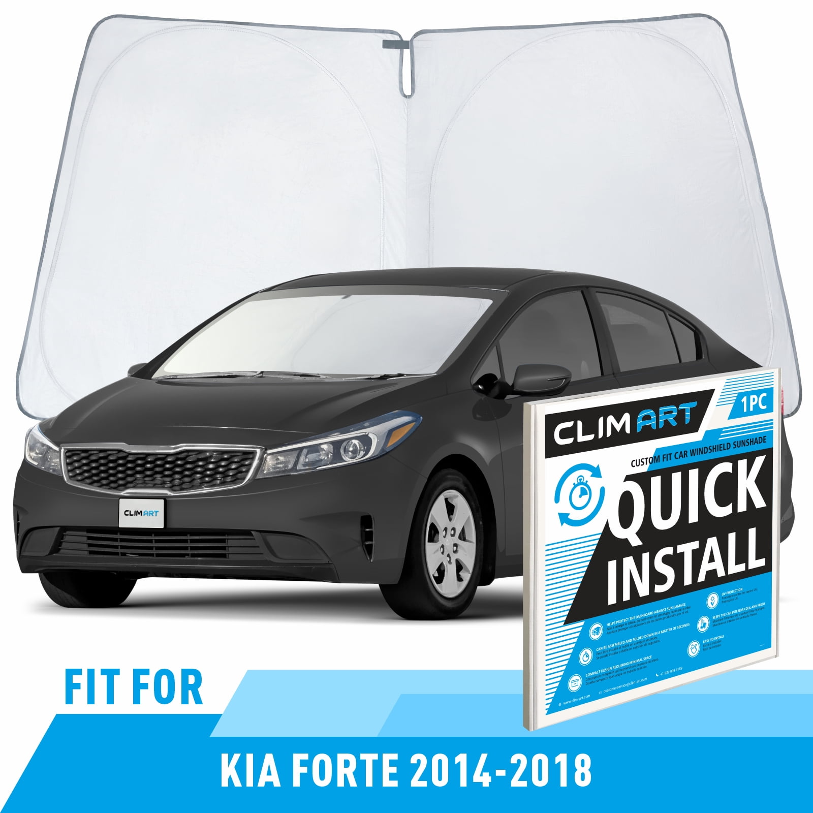 CLIM ART Windshield Sun Shade for Kia Forte 2014-2018, Custom-Fit ...