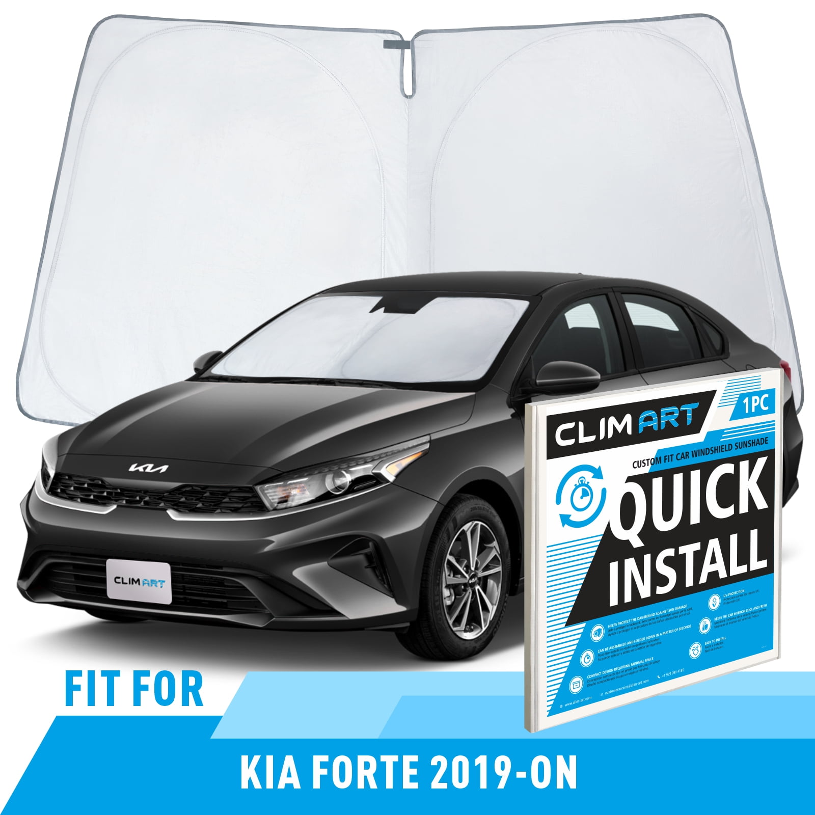 CLIM ART Windshield Sun Shade for Kia Forte 20192024 CustomFit Foldable Car Sun Shade Car