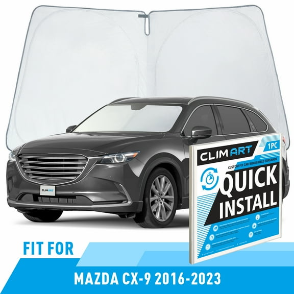 CLIM ART Windshield Sun Shade for Mazda CX-9 2016-2023, Custom-Fit Foldable Car Sunshade, Vehicle Sun Protector, Front Auto Windshield Cover, Car accessories - WS4012