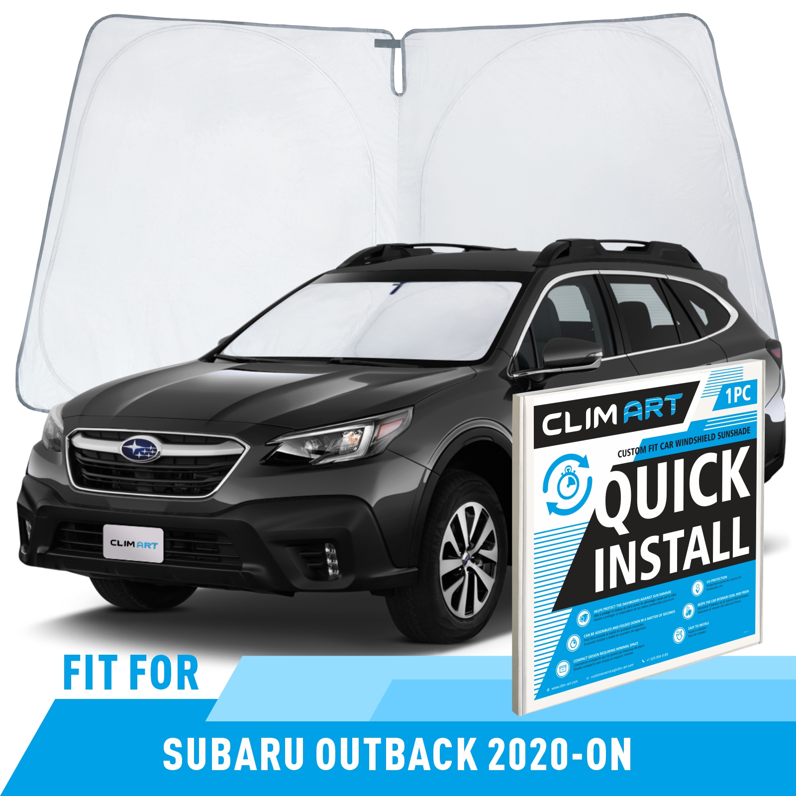CLIM ART Windshield Sun Shade for Subaru Outback 20202024 CustomFit Foldable Car Sun Shade