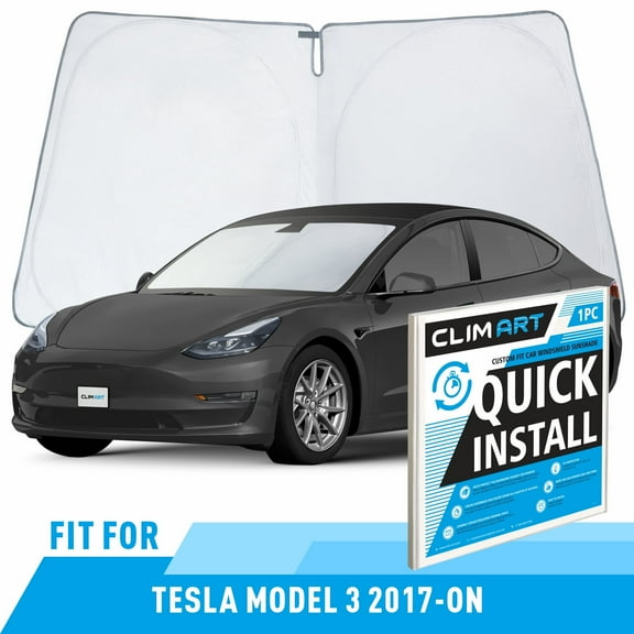 CLIM ART Windshield Sun Shade for Tesla Model 3 2017-2026, Custom-Fit Foldable Car Sunshade, Vehicle Sun Protector, Front Auto Windshield Cover, Car accessories - WS8001