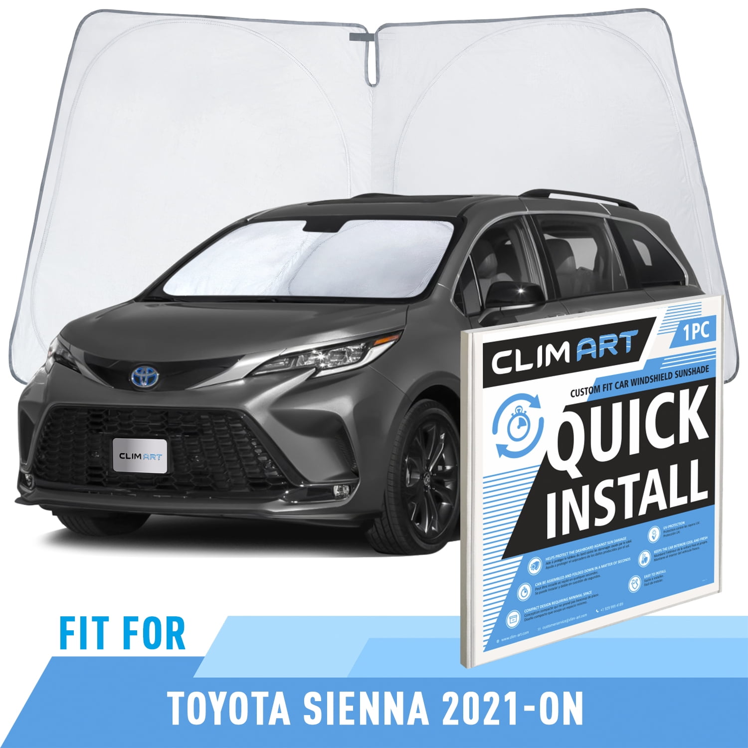CLIM ART Windshield Sun Shade for Toyota Sienna 2021-2024 - Custom