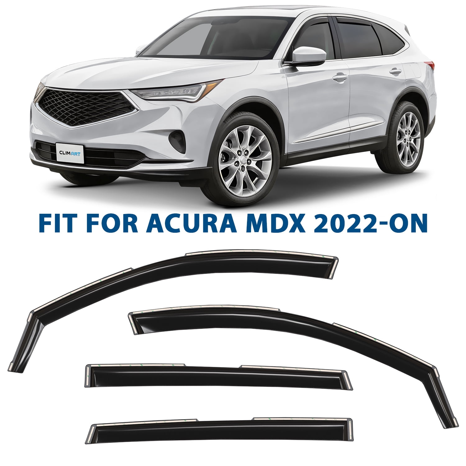 CLIM ART in-Channel Incredibly Durable Rain Guards for Acura MDX 2022-2026, Original Window Deflectors, Vent Window Visors, Vent Deflector, 4 pcs. - 622516