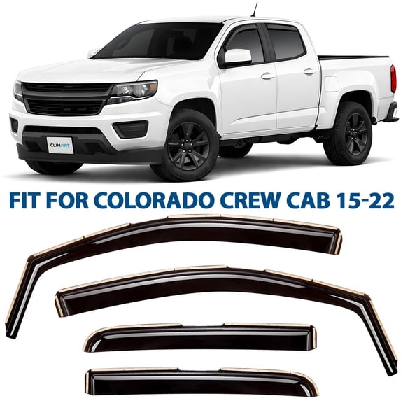 CLIM ART in-Channel Incredibly Durable Rain Guards for Chevrolet (Chevy) Colorado/GMC Canyon 2015-2022 Crew Cab, Original Window Deflectors, Vent Window Visors, Vent Deflector, 4 pcs. - 615082LP