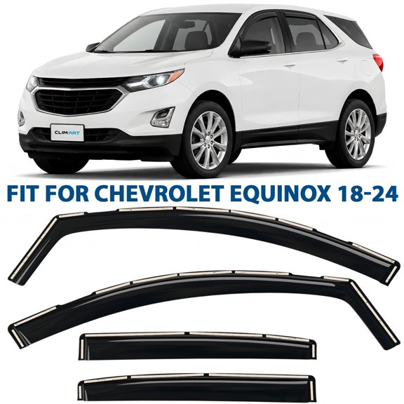CLIM ART in-Channel Incredibly Durable Rain Guards for Chevrolet (Chevy) Equinox 2018-2024, Vent Window Visors, Car Accessories, Vent Deflector, Original Window Deflectors, 4 pcs - 618258