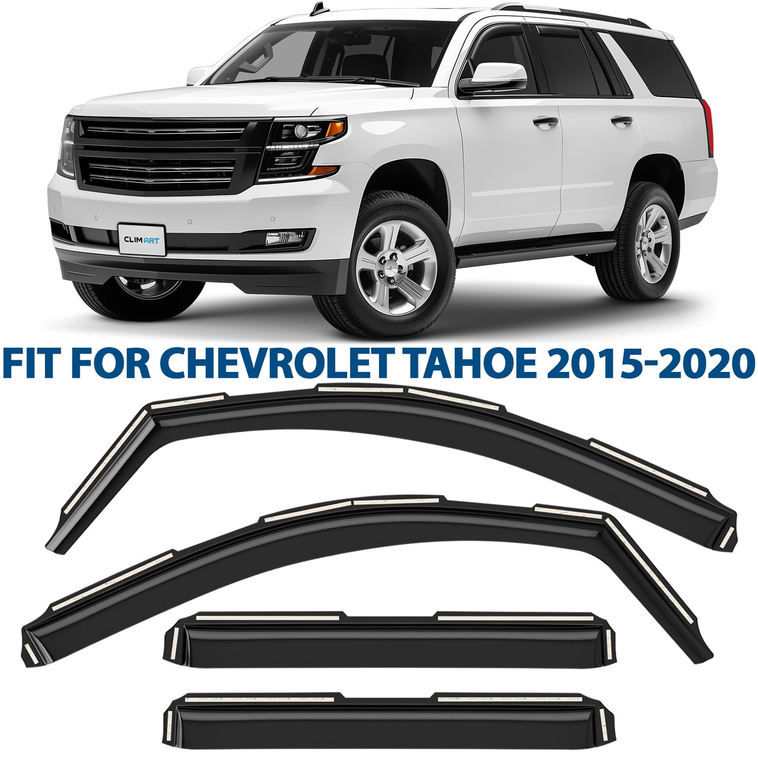 CLIM ART in-Channel Incredibly Durable Rain Guards for Chevy Tahoe 2015-2020/GMC Yukon 2015-2020, Original Window Deflectors, Vent Window Visors, Vent Deflector, 4 pcs. - 615149