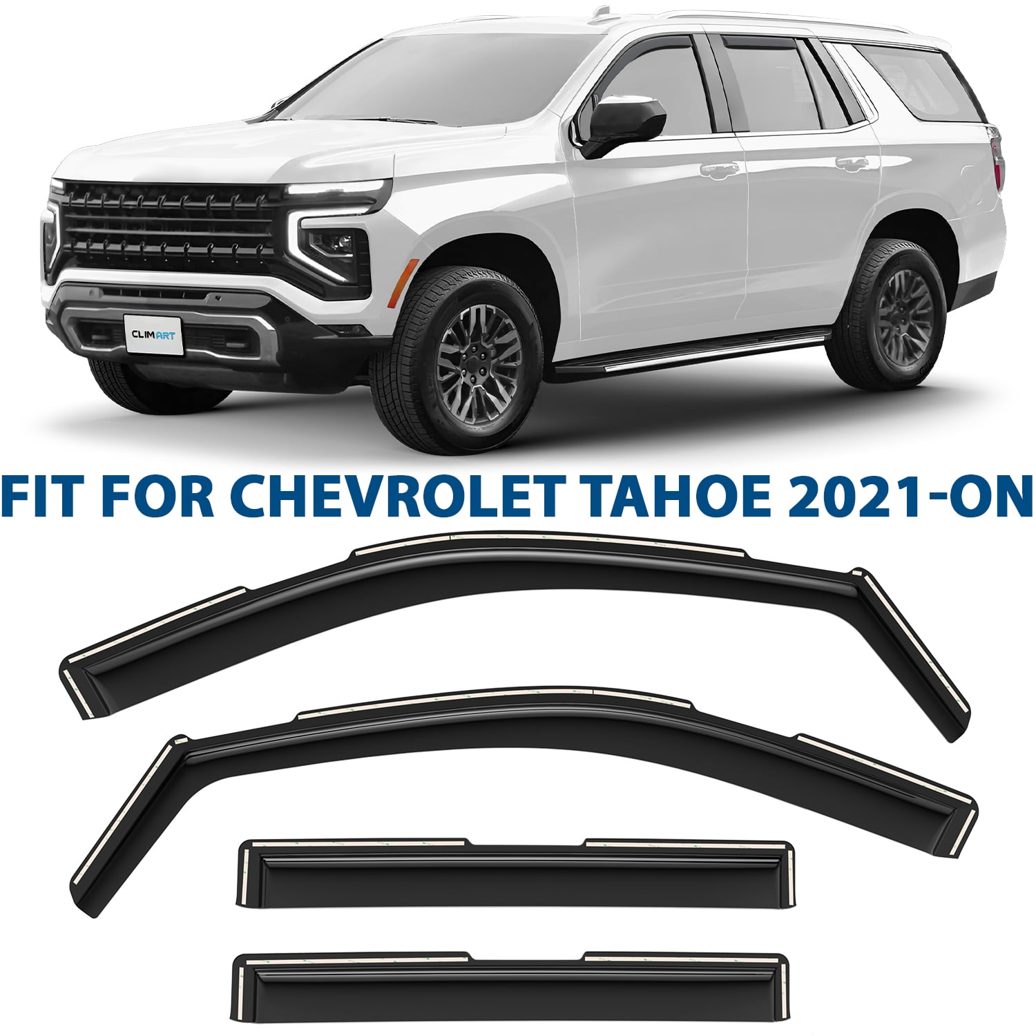 4-Piece In-Channel Rain Guards For Chevy Tahoe 1995-1999 - Dark Smoke Acrylic Visors