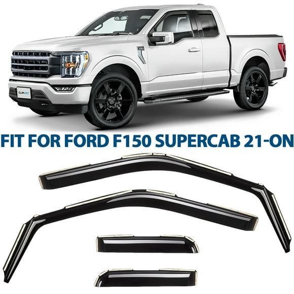 CLIM ART in-Channel Incredibly Durable Rain Guards Compatible with Ford F150 2021-2024 SuperCab, Original Window Deflectors, Vent Window Visors, Vent Deflector, 4 pcs. - 621010