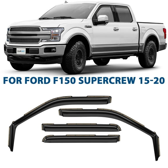 Clim Art In-Channel Original Window Deflectors, Vent Deflector for Ford F150 2015-2020 SuperCrew, Dark Smoke