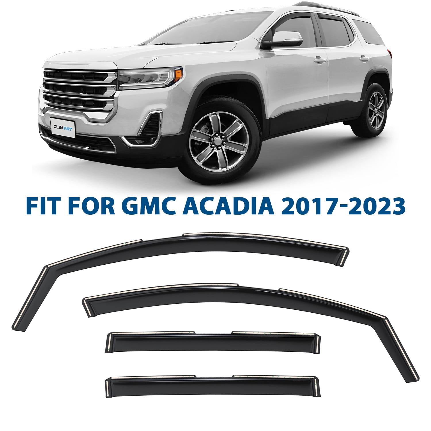 CLIM ART in-Channel Incredibly Durable Rain Guards for GMC Acadia 2017-2023, Original Window Deflectors, Vent Window Visors, Vent Deflector, 4 pcs. - 617535