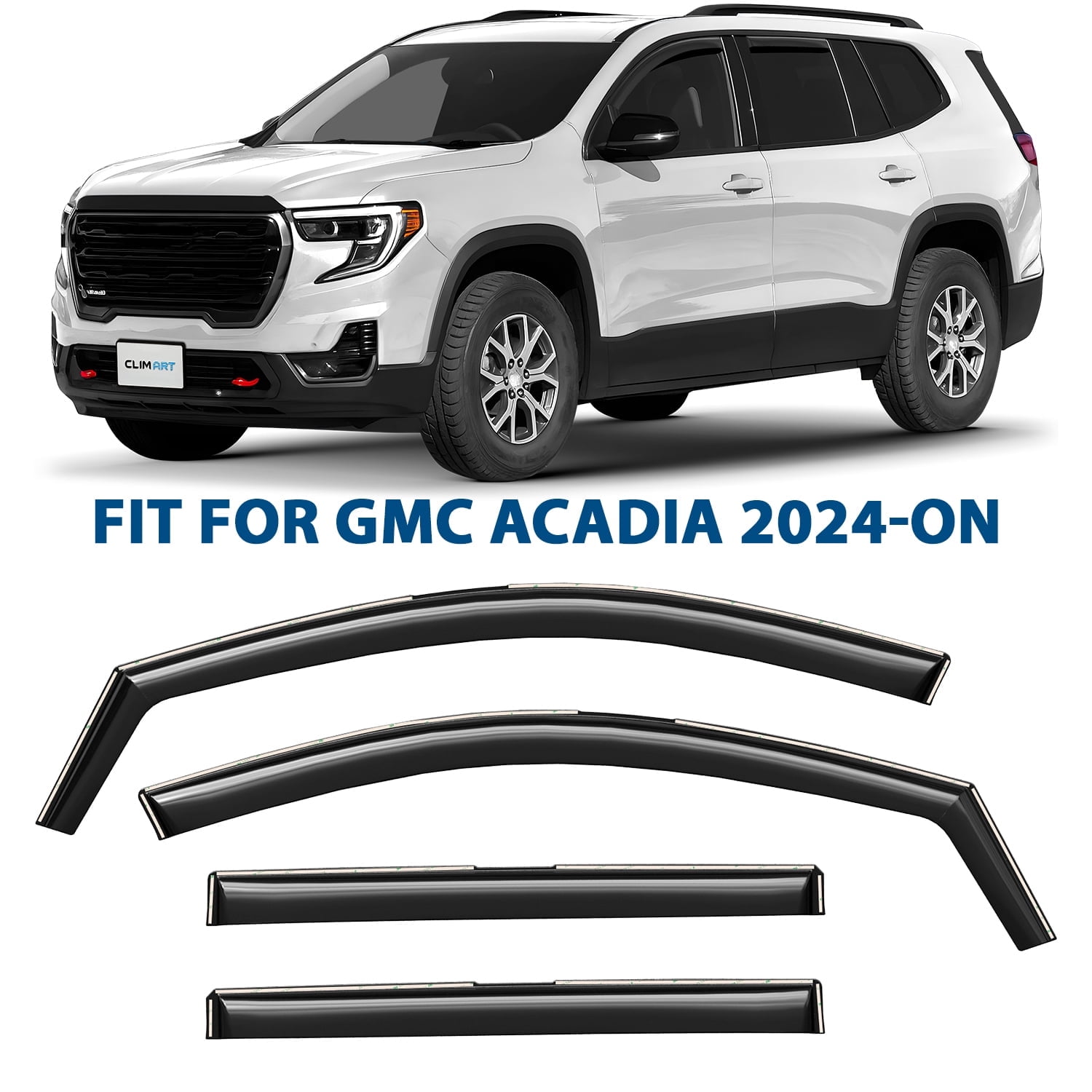 CLIM ART in-Channel Incredibly Durable Rain Guards for GMC Acadia 2024-2026, Original Window Deflectors, Vent Window Visors, Vent Deflector, 4 pcs. - 624090