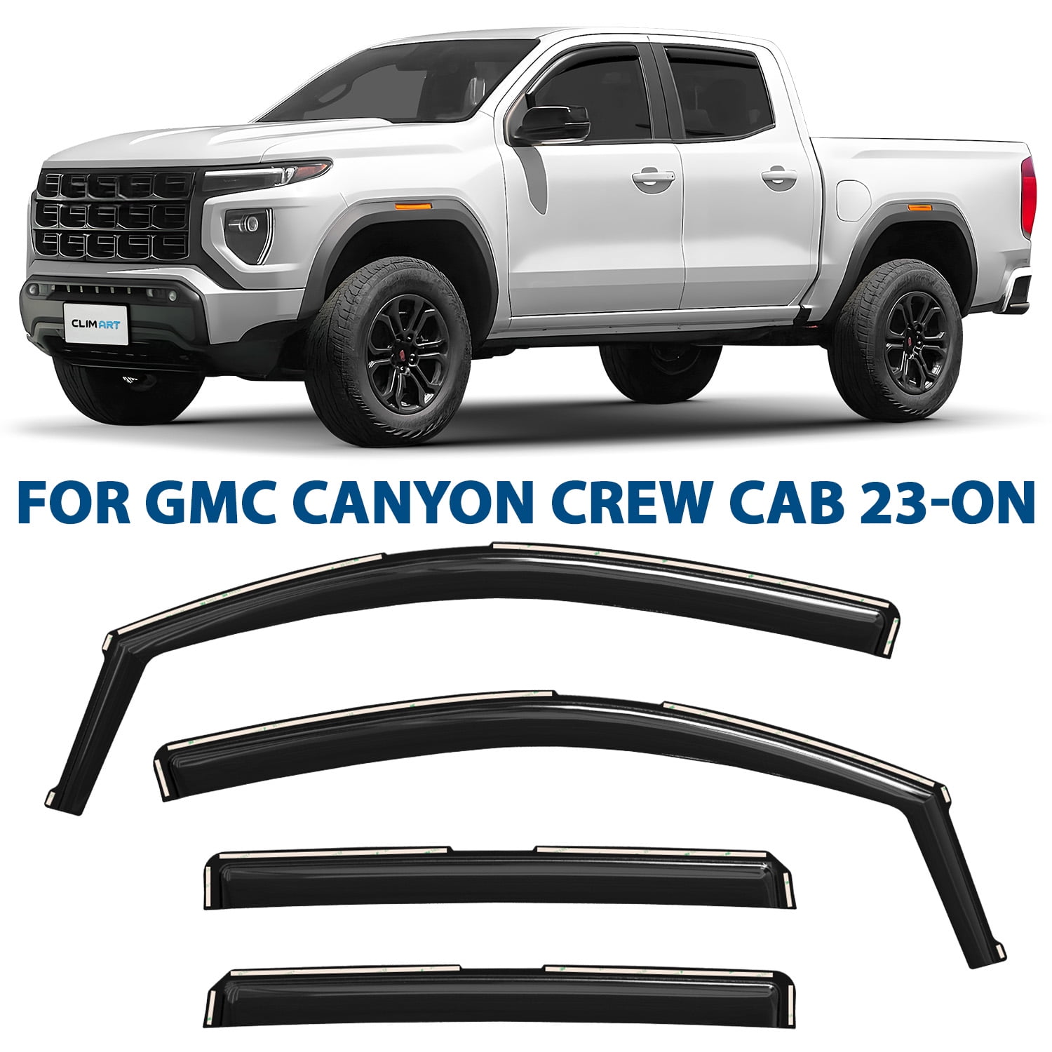 CLIM ART in-Channel Incredibly Durable Rain Guards for GMC Canyon 2023-2026 Crew Cab, Original Window Deflectors, Vent Window Visors, Vent Deflector, 4 pcs. - 623330