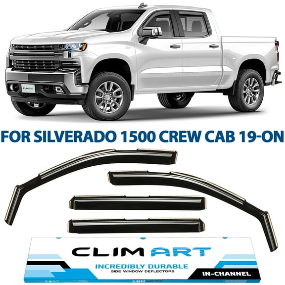 CLIM ART in-Channel Incredibly Durable Rain Guards for GMC Sierra 1500 2019-2026 Crew Cab,Original Window Deflectors,Vent Deflector,Vent Window Visors,Truck Accessories,4pcs-619003LPv