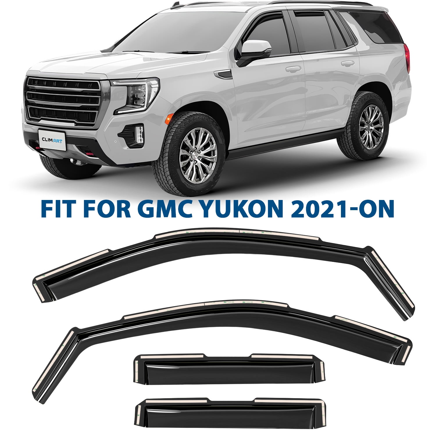 CLIM ART in-Channel Incredibly Durable Rain Guards for GMC Yukon 2021-2026, Original Window Deflectors, Vent Window Visors, Vent Deflector, 4 pcs. - 621188