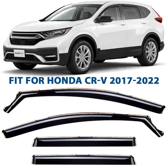 CLIM ART in-Channel Incredibly Durable Rain Guards for Honda CR-V (CRV) 2017-2022, Original Window Deflectors, Vent Deflector, Vent Window Visors, Dark Smoke Car Accessories, 4 pcs. - 617021LPf