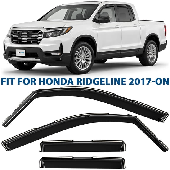 CLIM ART in-Channel Incredibly Durable Rain Guards for Honda Ridgeline 2017-2027, Original Window Deflectors, Vent Window Visors, Vent Deflector, 4 pcs. - 617499
