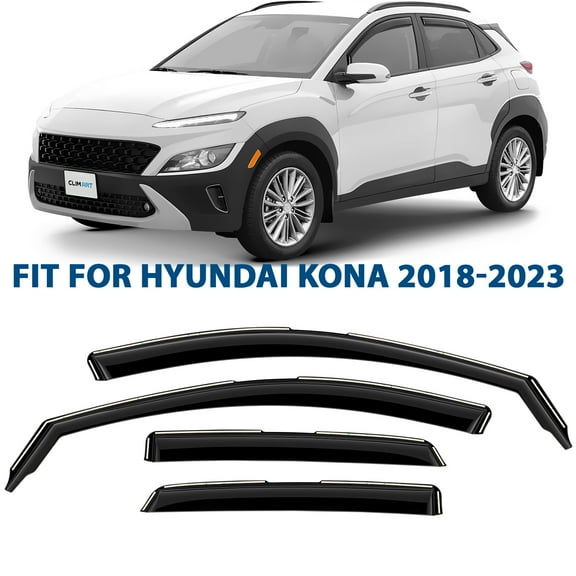 CLIM ART in-Channel Incredibly Durable Rain Guards for Hyundai Kona 2018-2023, Original Window Deflectors, Vent Window Visors, Vent Deflector, 4 pcs. - 618273