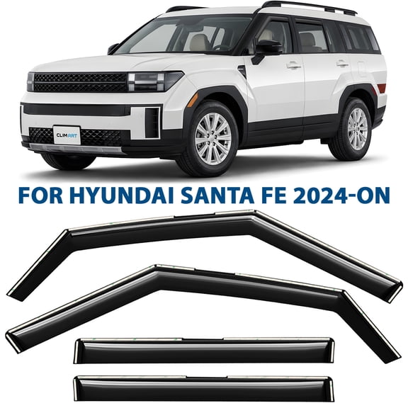 CLIM ART in-Channel Incredibly Durable Rain Guards for Hyundai Santa Fe 2024-2026, Original Window Deflectors, Vent Window Visors, Vent Deflector, 4 pcs. - 624481