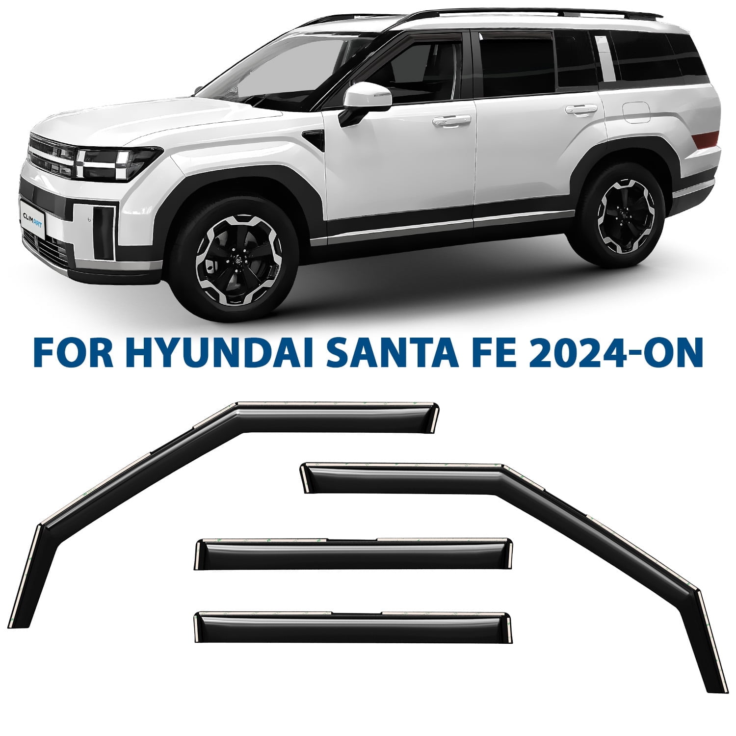 CLIM ART in-Channel Incredibly Durable Rain Guards for Hyundai Santa Fe 2024-2026, Original Window Deflectors, Vent Window Visors, Vent Deflector, 4 pcs. - 624481