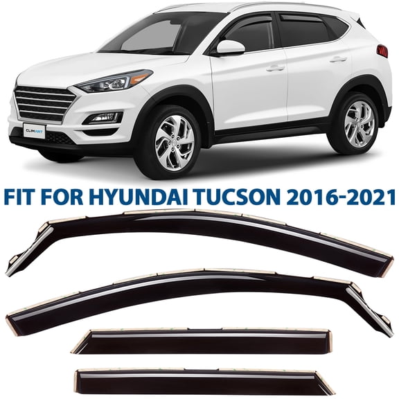 CLIM ART in-Channel Incredibly Durable Rain Guards for Hyundai Tucson 2016-2021, Original Window Deflectors, Vent Window Visors, Vent Deflector, 4 pcs. - 616158