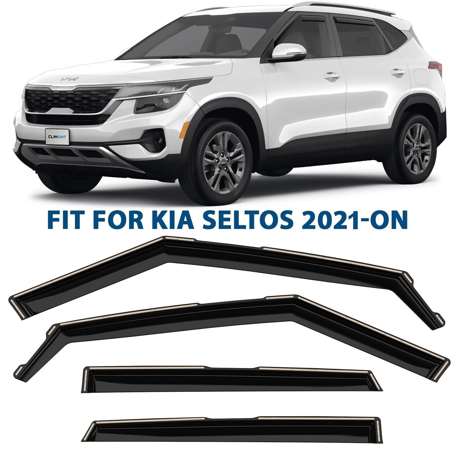 CLIM ART inChannel Incredibly Durable Rain Guards for Kia Seltos 2021