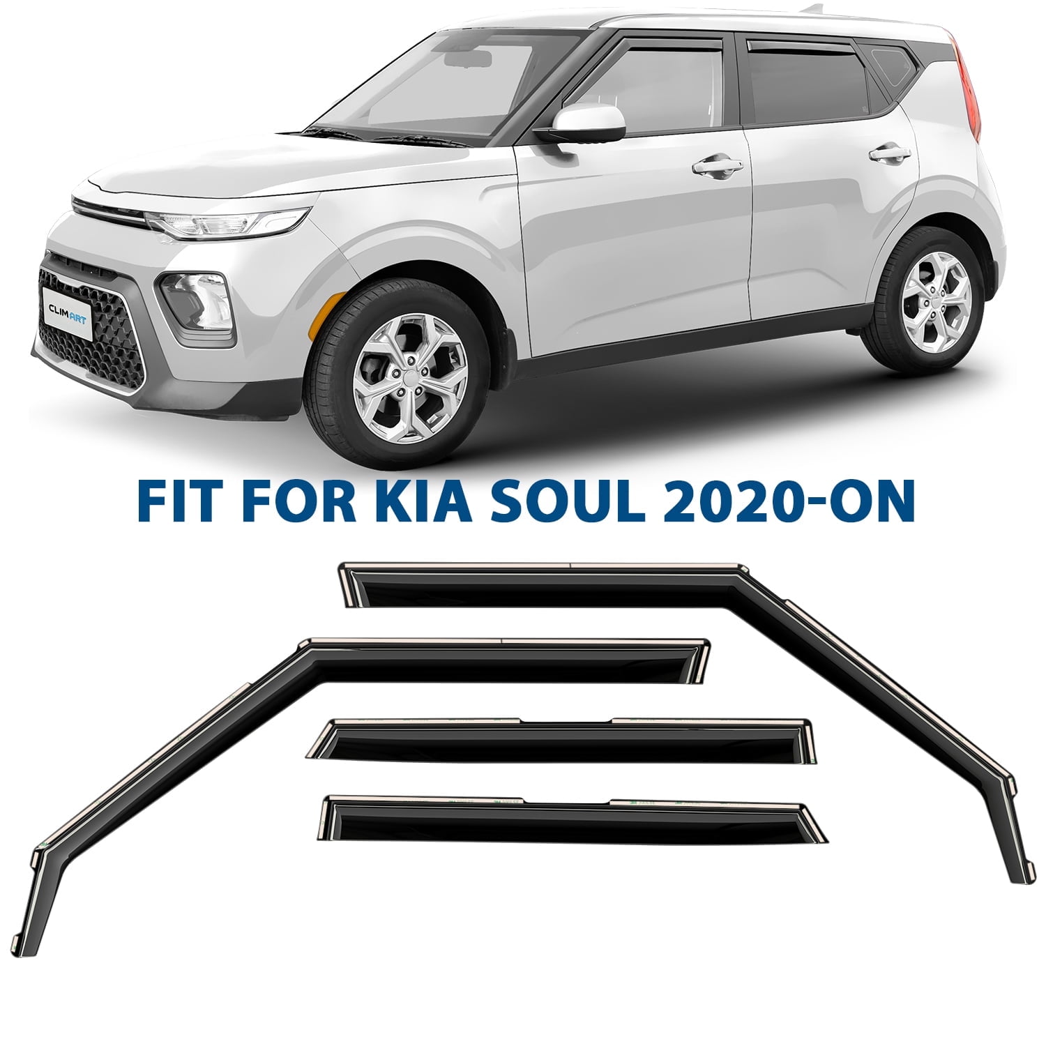CLIM ART in-Channel Incredibly Durable Rain Guards for Kia Soul 2020-2026, Original Window Deflectors, Vent Window Visors, Vent Deflector, 4 pcs. - 620285