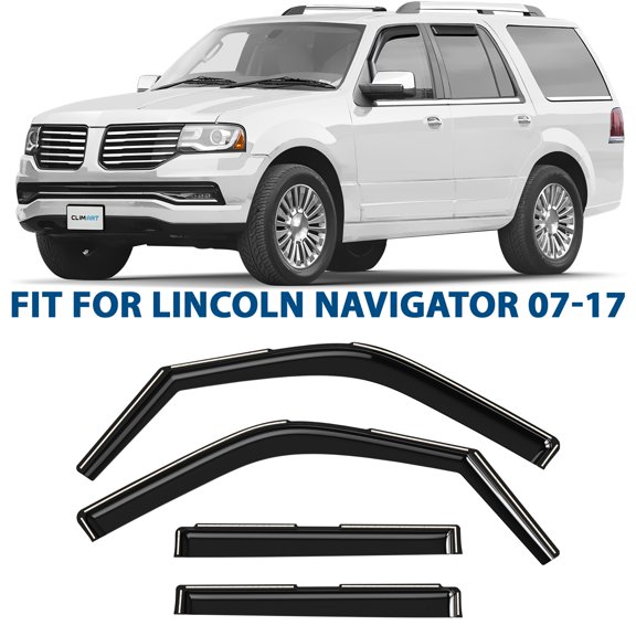 CLIM ART in-Channel Incredibly Durable Rain Guards for Lincoln Navigator 2007-2017, Original Window Deflectors, Vent Window Visors, Vent Deflector, 4 pcs. - 607319