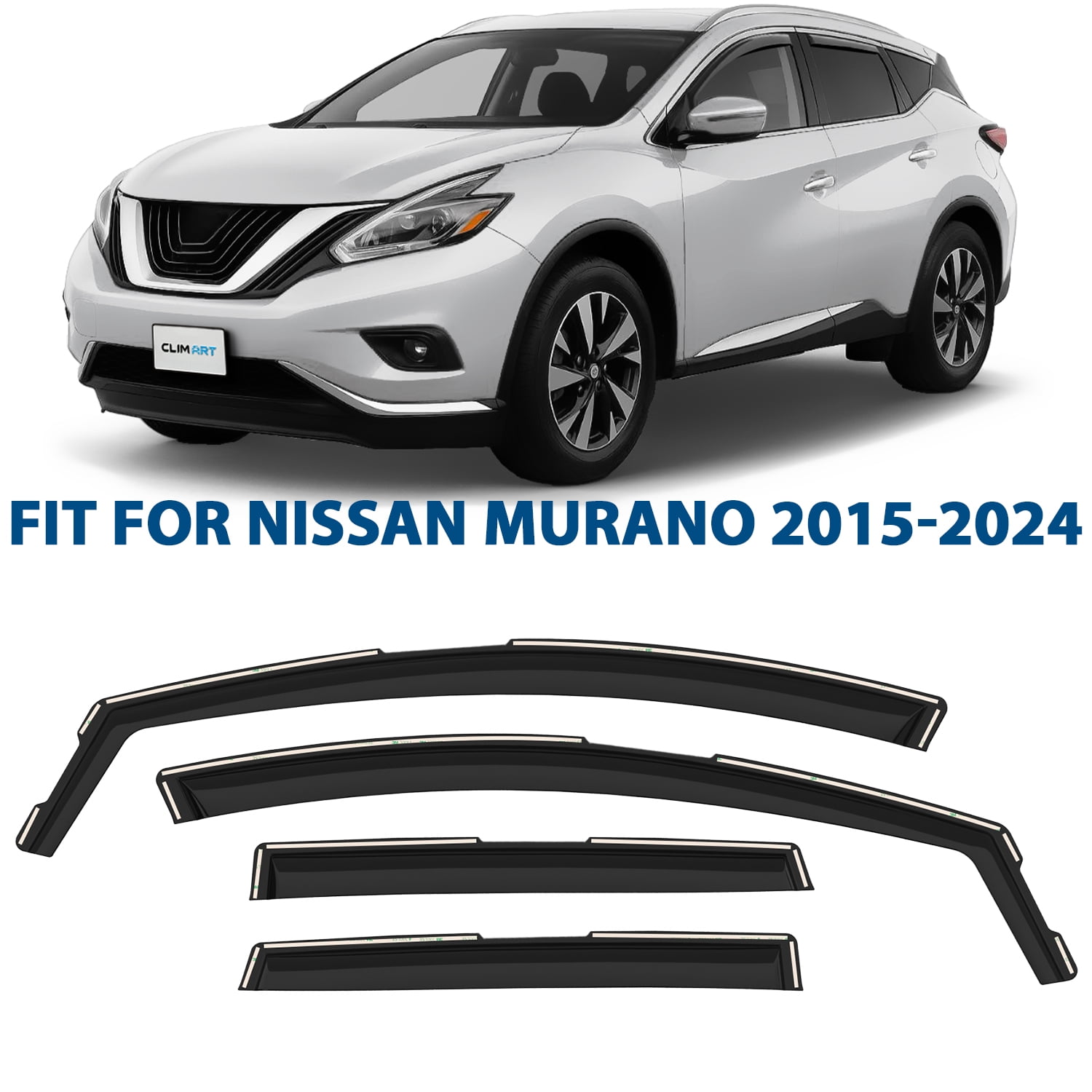 CLIM ART in-Channel Incredibly Durable Rain Guards for Nissan Murano 2015-2024, Original Window Deflectors, Vent Window Visors, Vent Deflector, 4 pcs. - 615104