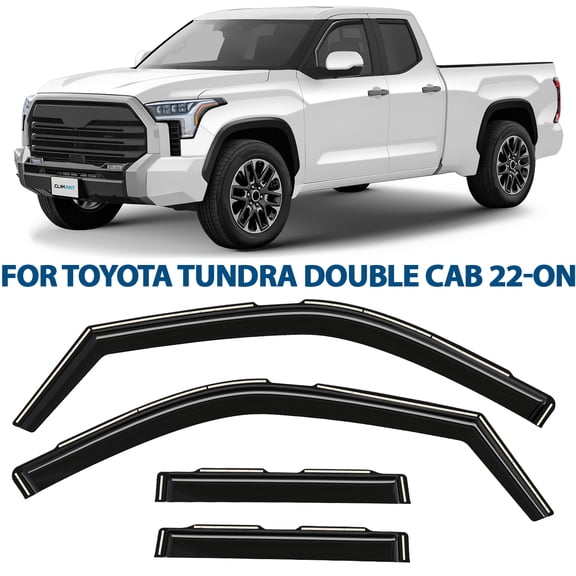 CLIM ART In-Channel Incredibly Durable Rain Guards for Toyota Tundra 2022-2026 Double Cab, Original Window Deflectors, Vent Window Visors, Vent Deflector, 4 pcs. - 622416