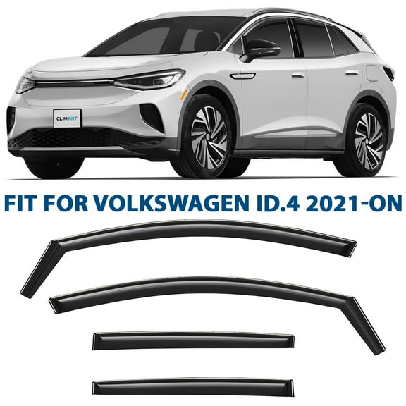 CLIM ART in-Channel Incredibly Durable Rain Guards for Volkswagen ID.4 2021-2026, Original Window Deflectors, Vent Window Visors, Vent Deflector, 4 pcs. - 621457