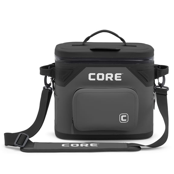CORE 12 Can Climakeep Magnetic Soft Cooler, Leakproof Cooler, Waterproof Zipper, Charcoal