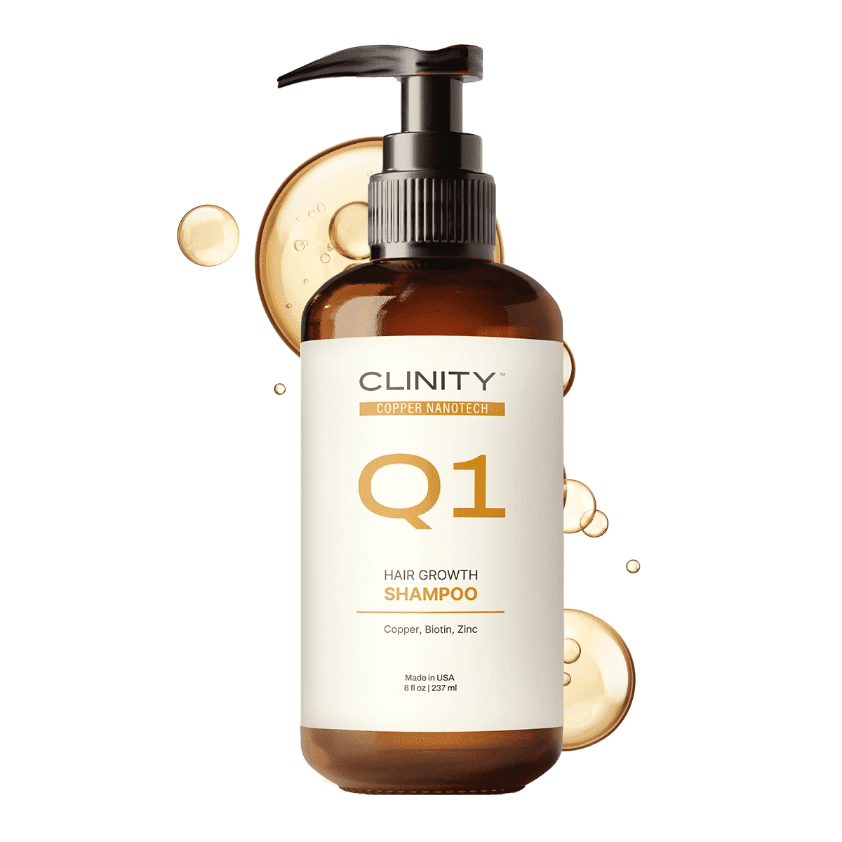 CLINITY Q1 Hair Growth Shampoo, Natural Ingredients, Copper, Biotin, and Zinc, 8 fl oz and 12 fl oz