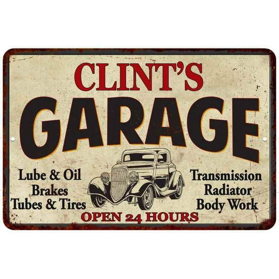 CLINT'S Garage Gift Man Cave Metal Sign Decor 12x18 112180014429