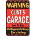 thumbnail image 1 of CLINT'S Garage Warning Man Cave Wall Decor 8x12 Metal Sign 108120030429, 1 of 1
