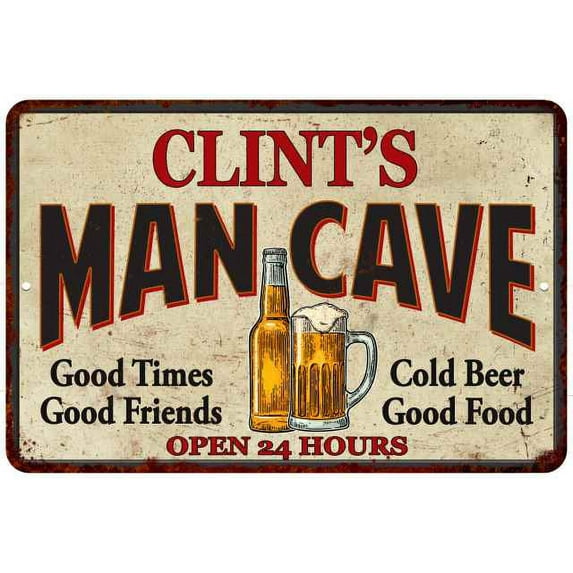 CLINT'S Man Cave Gift Metal Sign Wall Decor Gift 12x18 112180011429