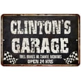 thumbnail image 1 of CLINTON'S Garage Black Grunge Sign 8 x 12 High Gloss Metal 208120005384, 1 of 1