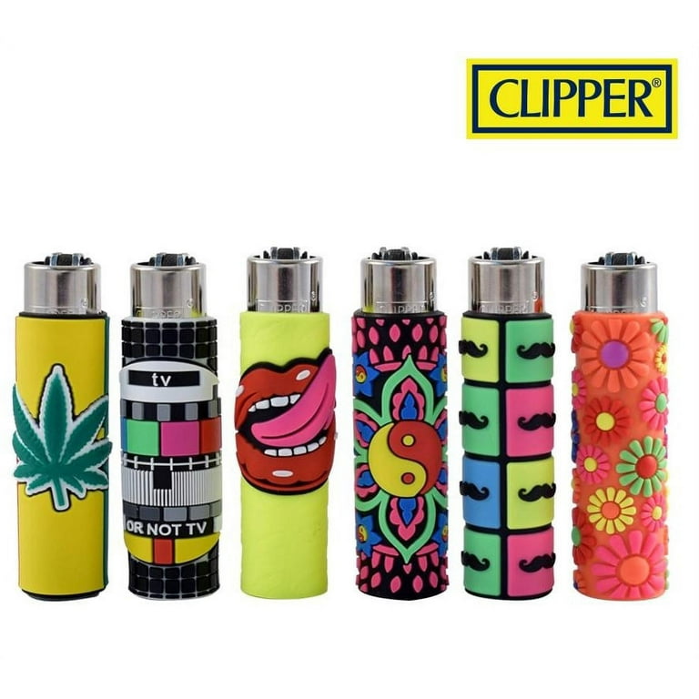 CLIPPER LIGHTERS POP COVER FUNNY LIPS TV MUSTACHE FINGER LEAF WEED