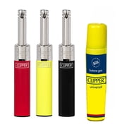 CLIPPER MINITUBE BUNDLE with 3 Mini Tube lighters and 1 small butane