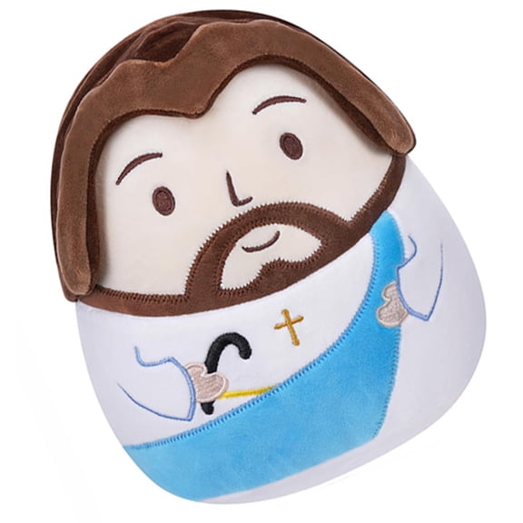 CLIQKWEN 10 Inch Blue Jesus Plush Pillow - Christian Religious Gifts with Prayer Design, Soft Jesus Stuffed Animal for Home & Holiday Faith Decor