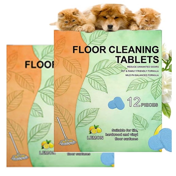 CLIQKWEN 12-Pack Floor Cleaner Tablets for Mopping, Dissolvable Hard Floor Cleaner for Tile, Vinyl, Hardwood, Lemon Scent, Works with Robot Mops & Wet Vacuums