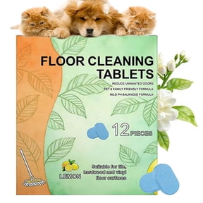 CLIQKWEN 12-Pack Floor Cleaner Tablets for Mopping, Dissolvable Hard Floor Cleaner for Tile, Vinyl, Hardwood, Lemon Scent, Works with Robot Mops & Wet Vacuums