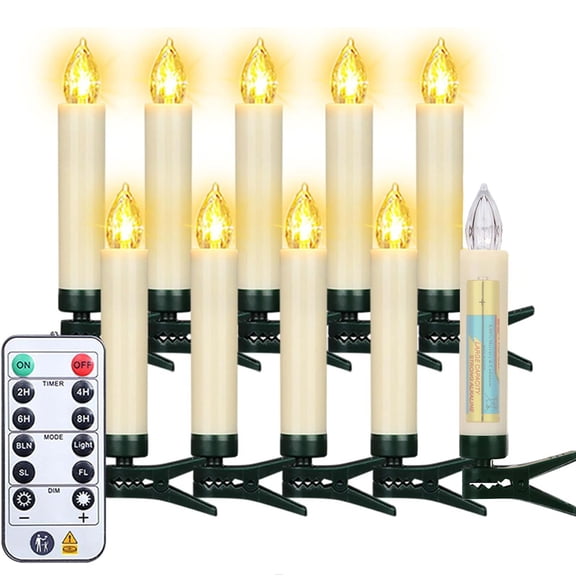 CLIQKWEN 20 Pack LED Flameless Taper Candles with Remote & Removable Clips – Dimmable Window Candles with Timer, Christmas & Halloween Atmosphere Decoration