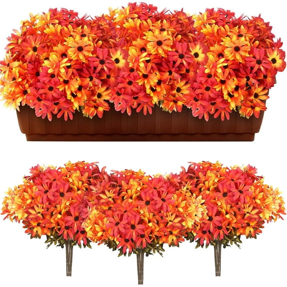 CLIQKWEN 24 Pcs Artificial Fall Flowers - Faux Mums Bouquet with Assorted Colors for Vase Arrangements, Autumn Table Centerpiece Decor for Home, Wedding, Outdoor